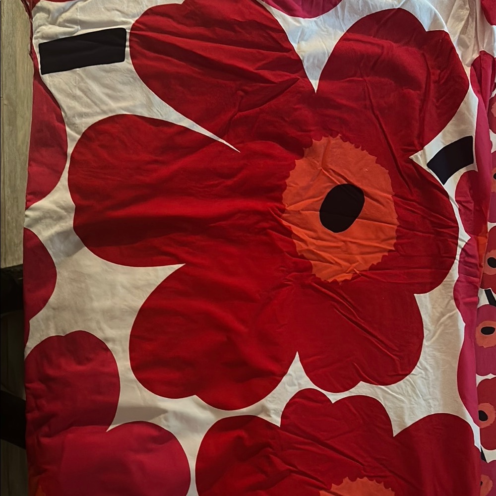 Marimekko Red and Black Floral Duvet Cover